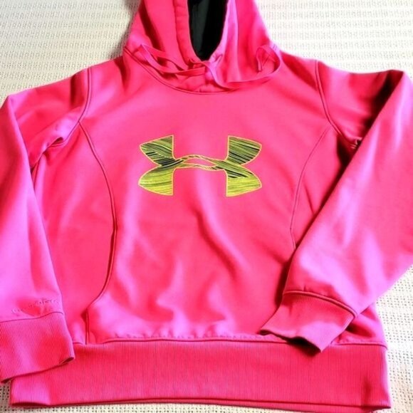 Under Armour Storm Logo Pink Sz M Hoodie with Pockets - Picture 1 of 9